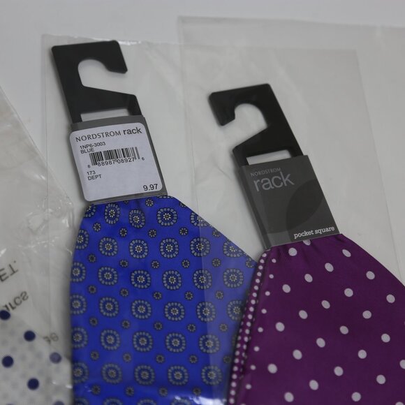 NWT Men's Nordstrom Rack 4-Pack Pocket Square Bundle - Polka Dot & Solids - Picture 4 of 4
